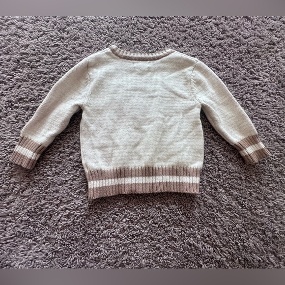 Preloved Cat & Jack Cream and Brown Knit Sweater - Picture 3 of 3